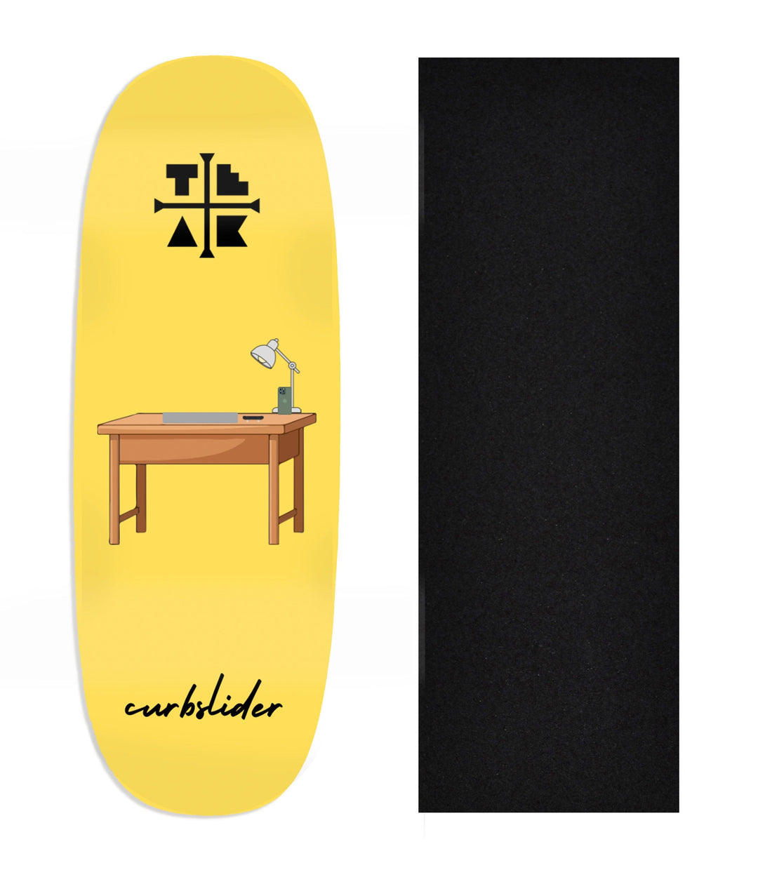 Teak Tuning Heat Transfer Graphic Wooden Fingerboard Deck, Design Contest 2025 Winner, @curbslider - "Desk Sesh" Ohhh Deck
