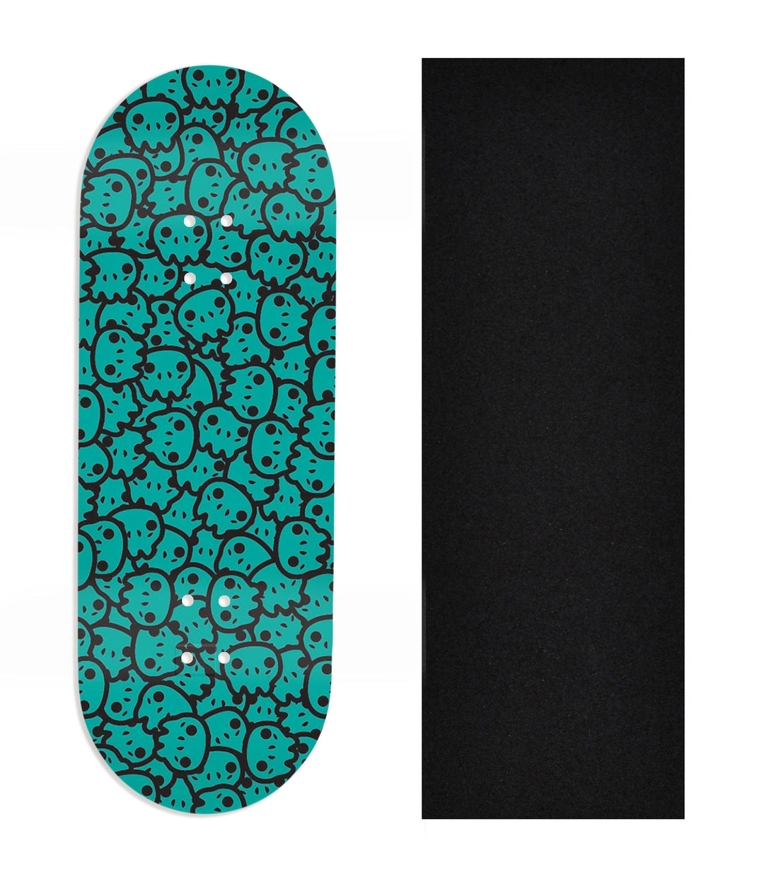 Teak Tuning Heat Transfer Graphic Wooden Fingerboard Deck, Design Contest 2025 Winner, Jack B - "Teal Yeti Skulls" 32mm Deck