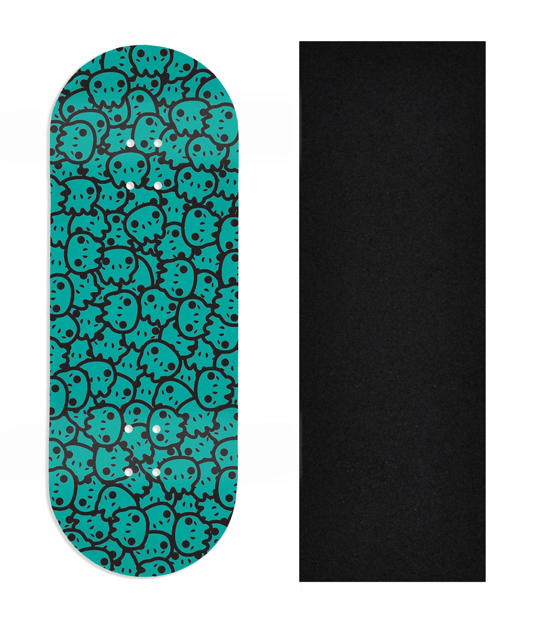 Teak Tuning Heat Transfer Graphic Wooden Fingerboard Deck, Design Contest 2025 Winner, Jack B - "Teal Yeti Skulls" 34mm Deck
