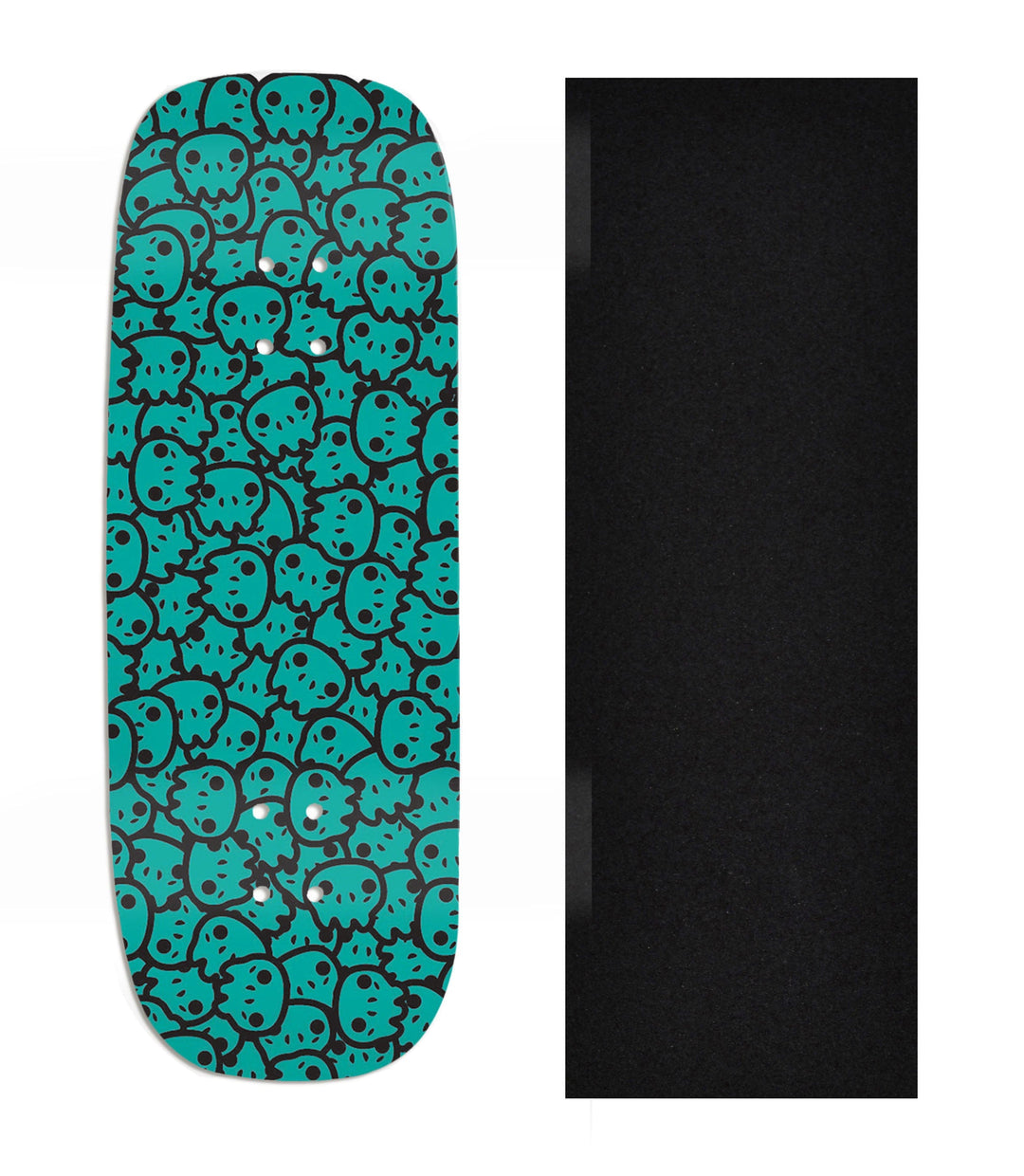 Teak Tuning Heat Transfer Graphic Wooden Fingerboard Deck, Design Contest 2025 Winner, Jack B - "Teal Yeti Skulls" Boxy Deck
