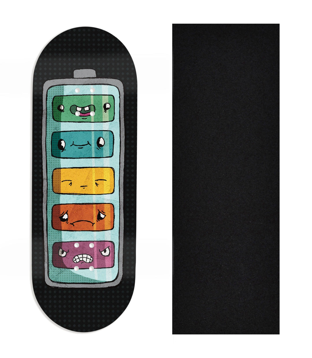 Teak Tuning Heat Transfer Graphic Wooden Fingerboard Deck, Design Contest 2025 Winner, @mandrake_creative - "Battery Life" 32mm Deck