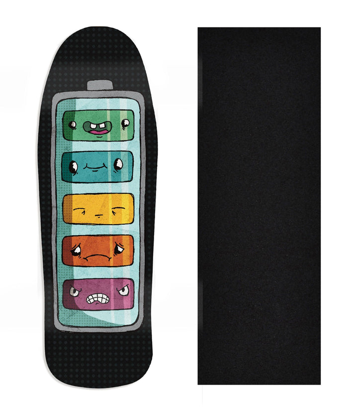 Teak Tuning Heat Transfer Graphic Wooden Fingerboard Deck, Design Contest 2025 Winner, @mandrake_creative - "Battery Life" Carlsbad Cruiser Deck