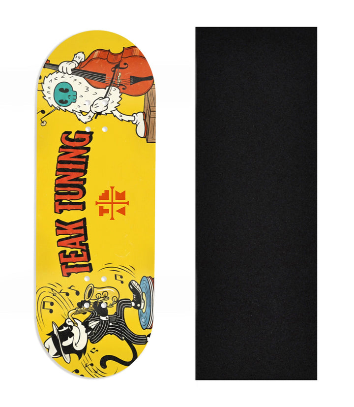 Teak Tuning Heat Transfer Graphic Wooden Fingerboard Deck, Design Contest 2025 Winner, @spicy.fb - "Jazz Tunes" 32mm Deck