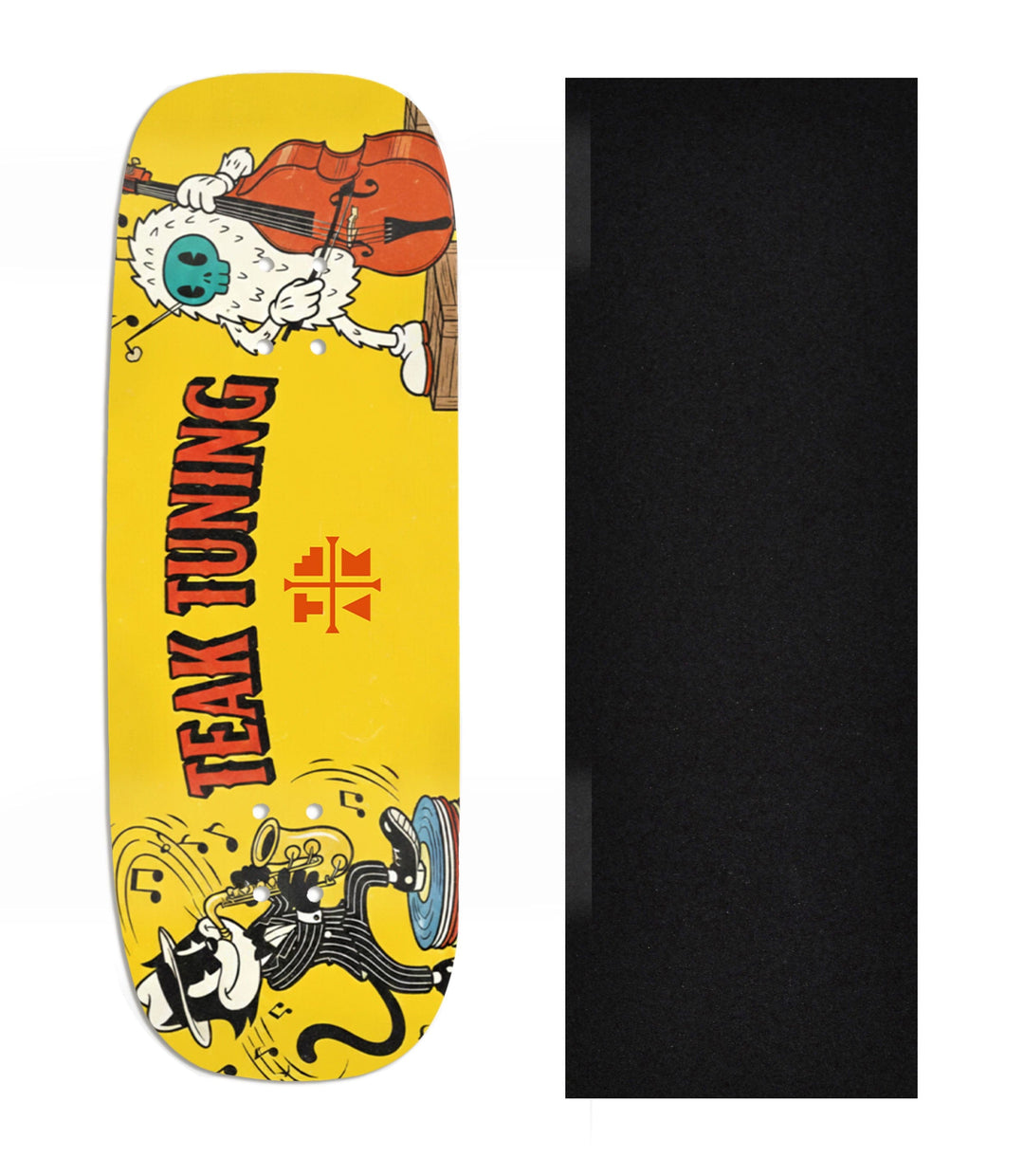 Teak Tuning Heat Transfer Graphic Wooden Fingerboard Deck, Design Contest 2025 Winner, @spicy.fb - "Jazz Tunes" Boxy Deck