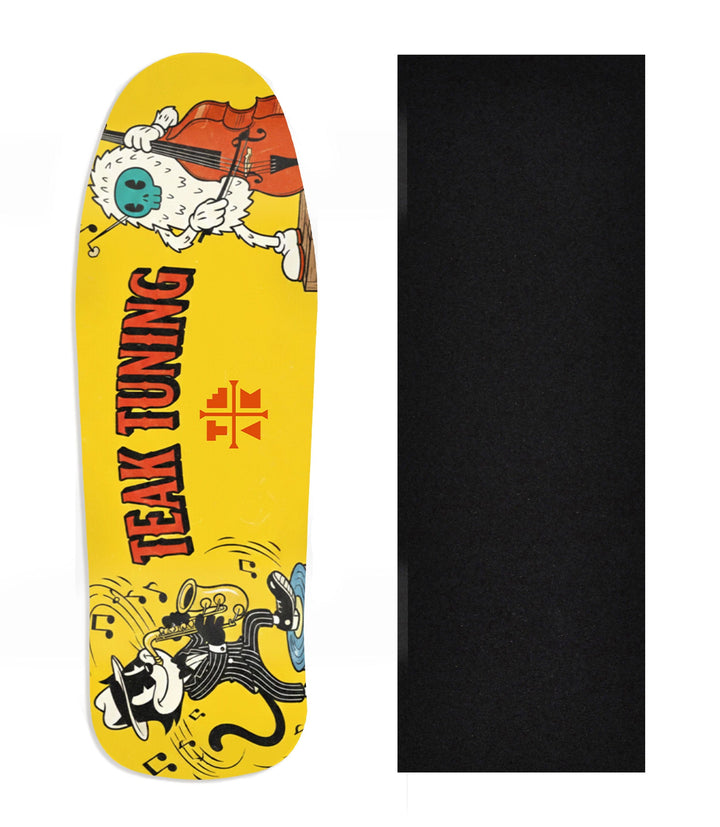 Teak Tuning Heat Transfer Graphic Wooden Fingerboard Deck, Design Contest 2025 Winner, @spicy.fb - "Jazz Tunes" Carlsbad Cruiser Deck