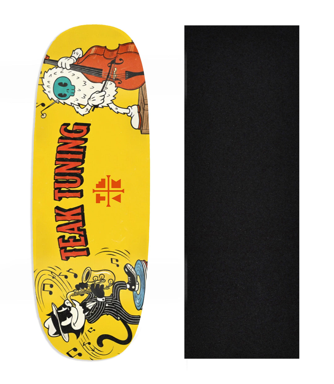 Teak Tuning Heat Transfer Graphic Wooden Fingerboard Deck, Design Contest 2025 Winner, @spicy.fb - "Jazz Tunes" Ohhh Deck