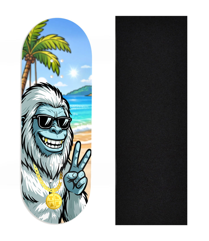 Teak Tuning Heat Transfer Graphic Wooden Fingerboard Deck, Design Contest 2025 Winner, @Dare.fbs - "Costal Yeti" 32mm Deck