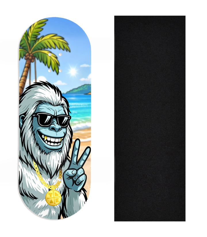 Teak Tuning Heat Transfer Graphic Wooden Fingerboard Deck, Design Contest 2025 Winner, @Dare.fbs - "Costal Yeti" 34mm Deck