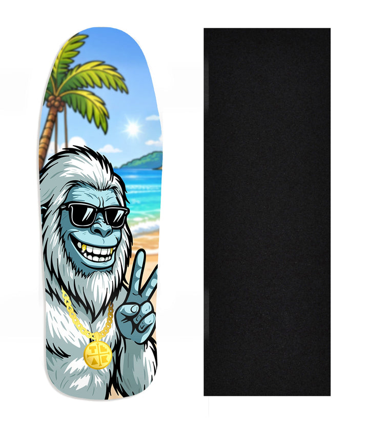 Teak Tuning Heat Transfer Graphic Wooden Fingerboard Deck, Design Contest 2025 Winner, @Dare.fbs - "Costal Yeti" Carlsbad Cruiser Deck
