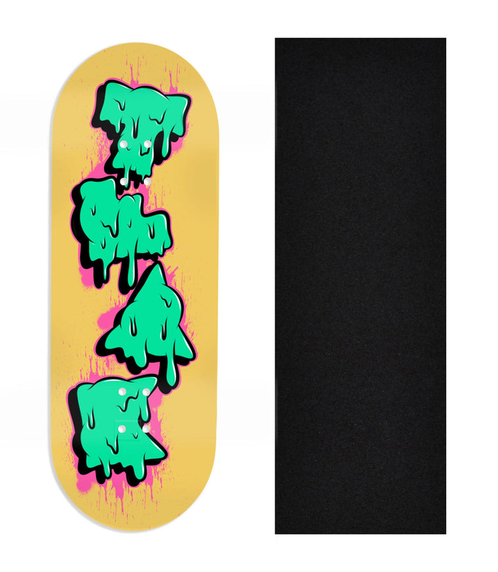 Teak Tuning Heat Transfer Graphic Wooden Fingerboard Deck, Design Contest 2025 Winner, @swtchflp_303 - "Melt Mode" 32mm Deck