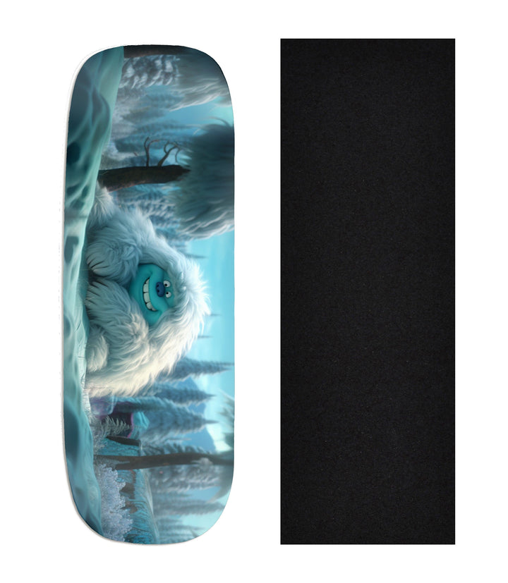 Teak Tuning Heat Transfer Graphic Wooden Fingerboard Deck, "Yeti Sighting" Boxy Deck