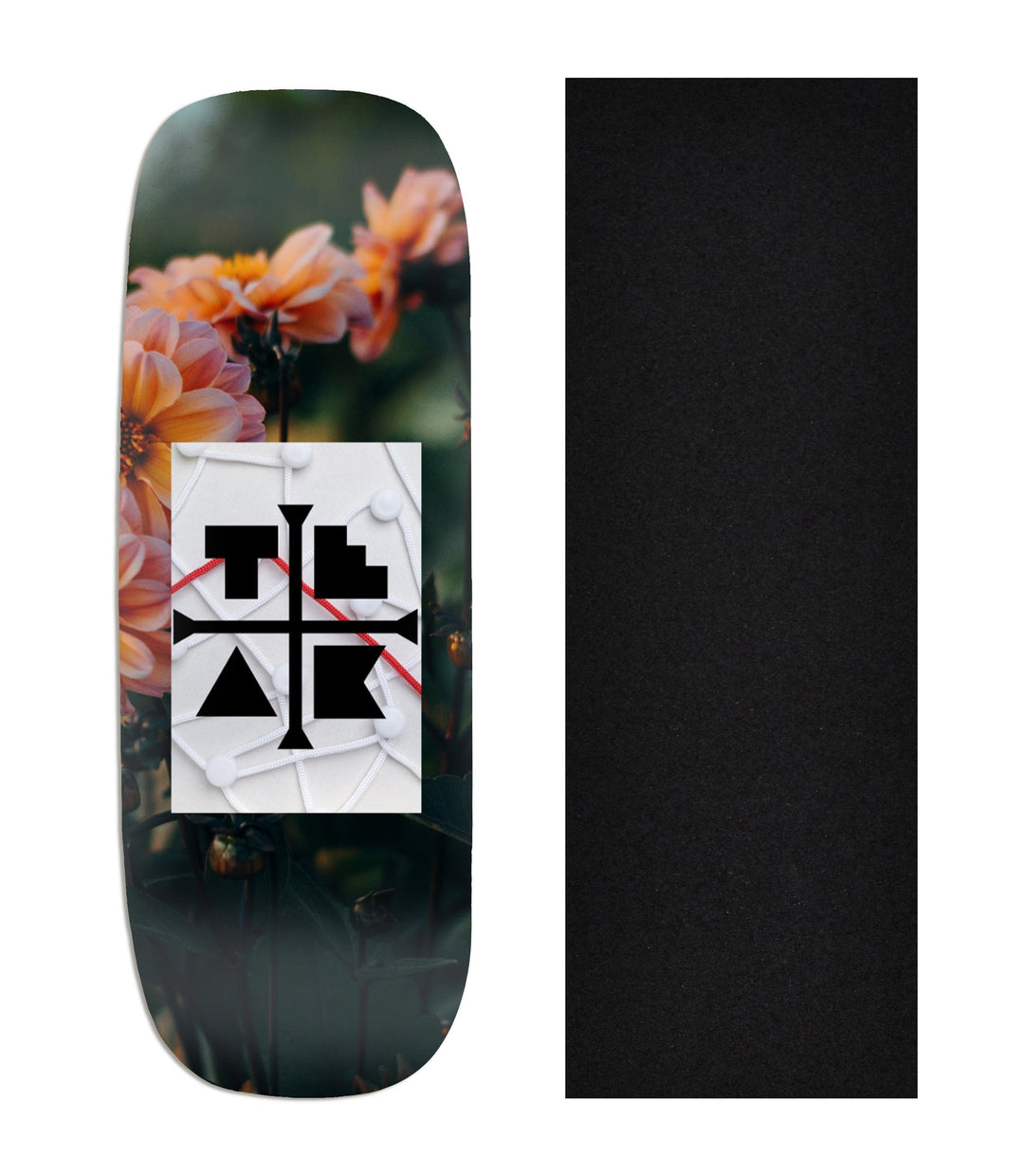 Teak Tuning Heat Transfer Graphic Wooden Fingerboard Deck, "Elliot Vair" Team Rider Collaboration V2 Boxy Deck