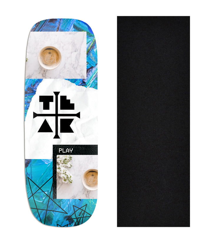 Teak Tuning Heat Transfer Graphic Wooden Fingerboard Deck, "Elliot Vair" Team Rider Collaboration V3 Boxy Deck