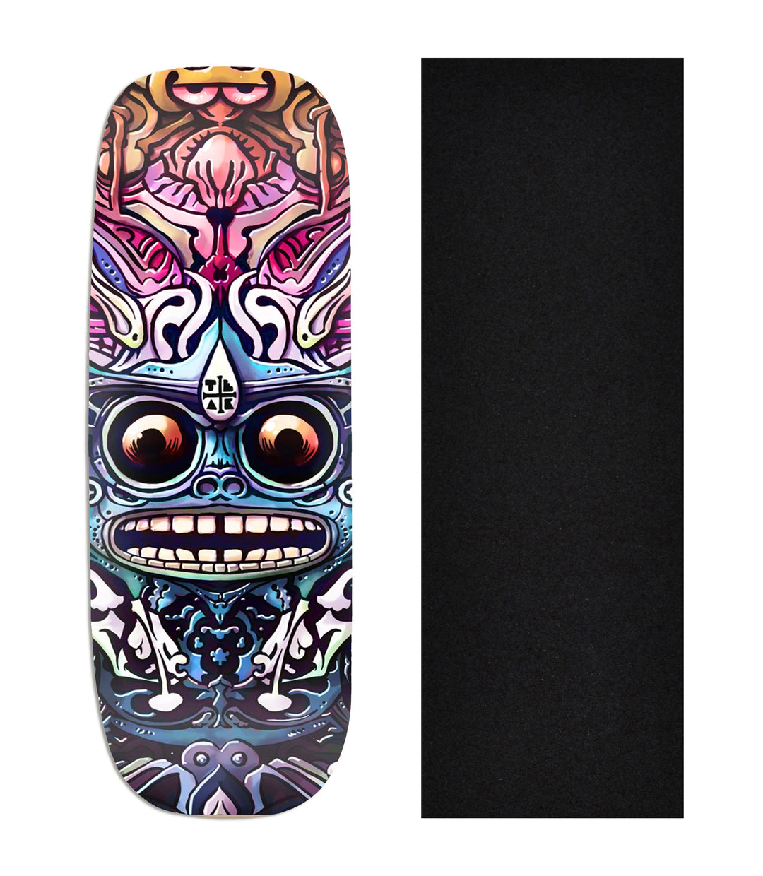 Teak Tuning Copy of Heat Transfer Graphic Wooden Fingerboard Deck, "Kaleidoscopic"