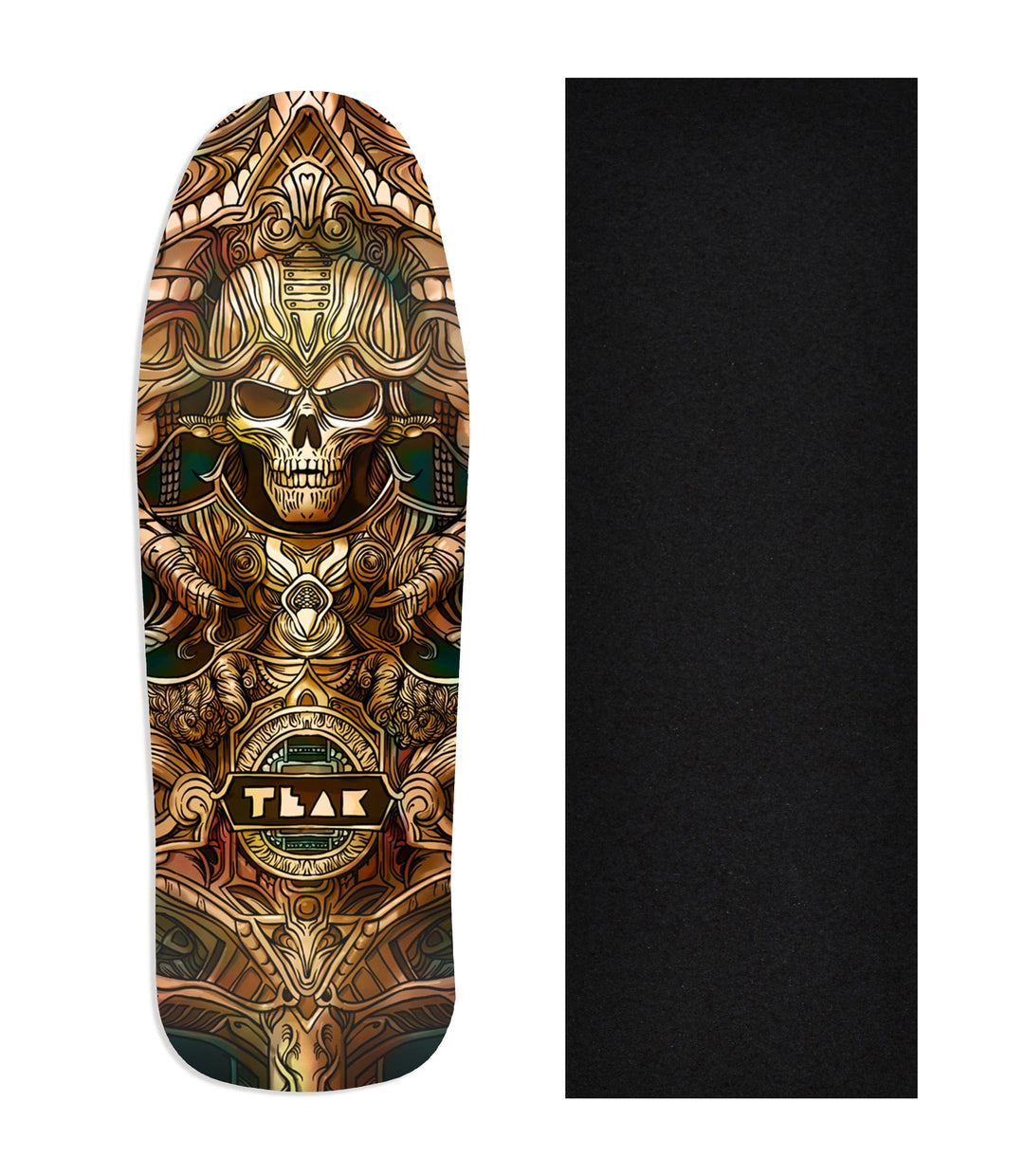 Teak Tuning Heat Transfer Graphic Wooden Fingerboard Deck, "Ancient Ruins" Carlsbad Cruiser Deck