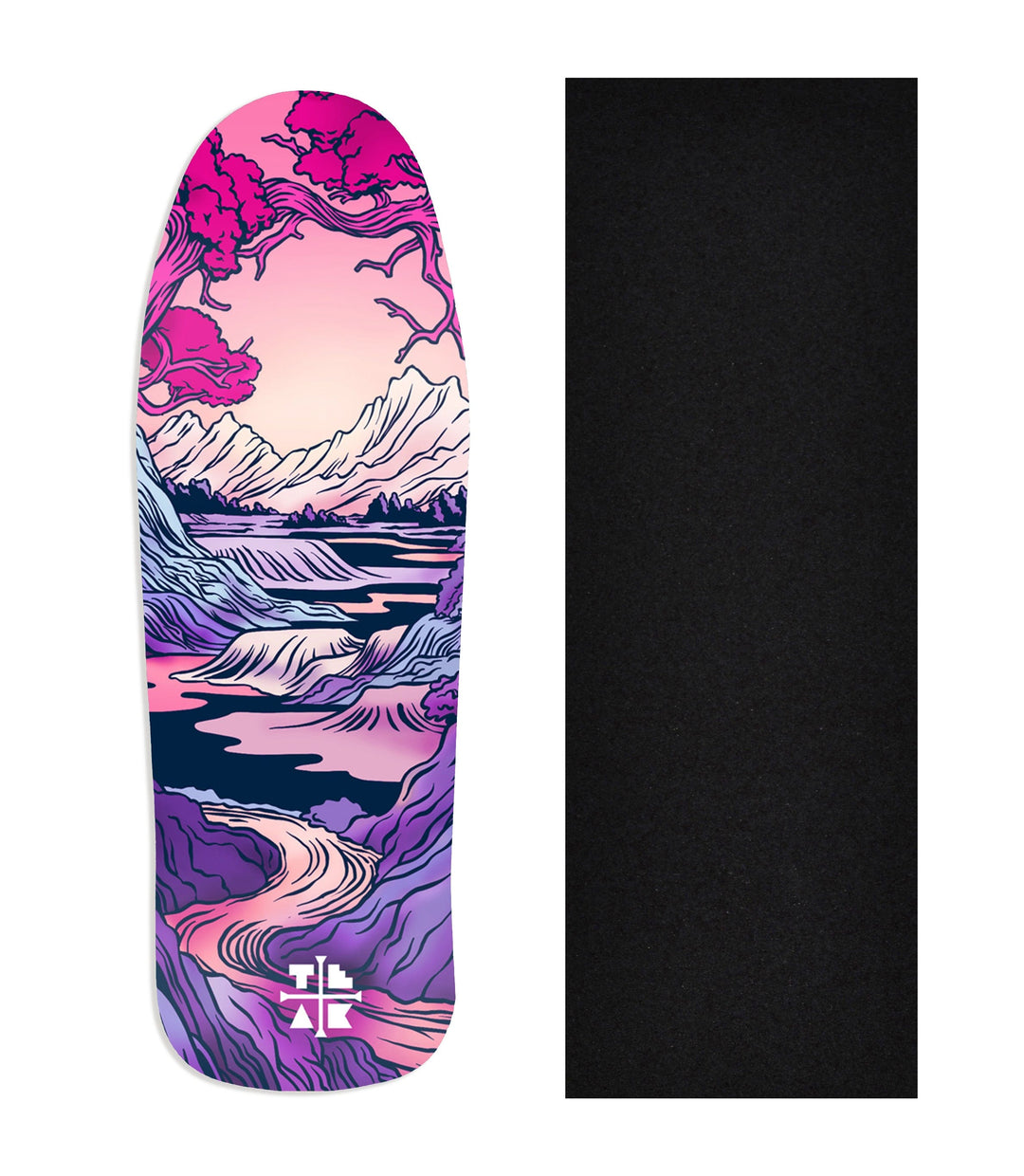 Teak Tuning Heat Transfer Graphic Wooden Fingerboard Deck, "The Mountain Path" Carlsbad Cruiser Deck