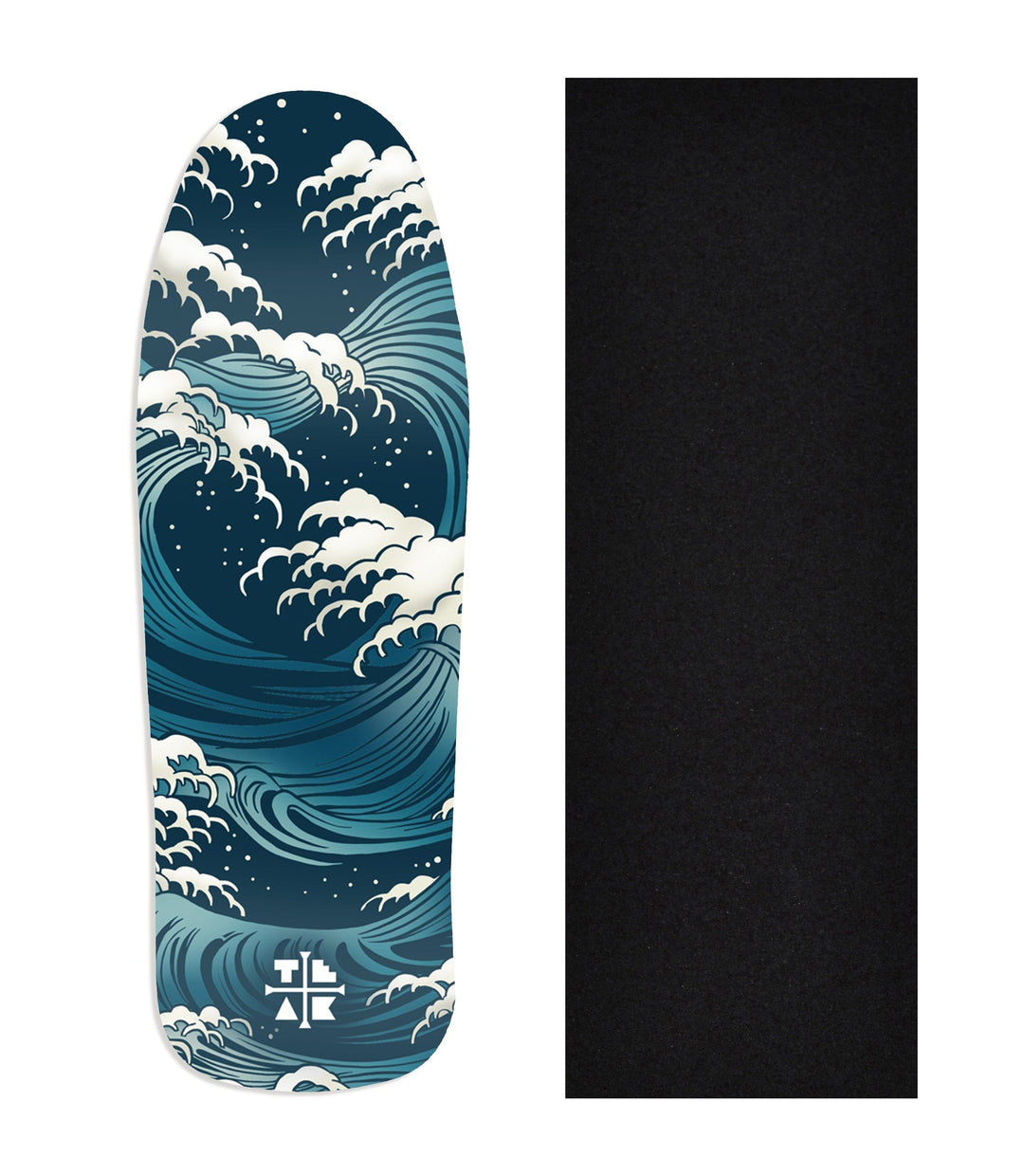 Teak Tuning Heat Transfer Graphic Wooden Fingerboard Deck, "The Storm" Carlsbad Cruiser Deck