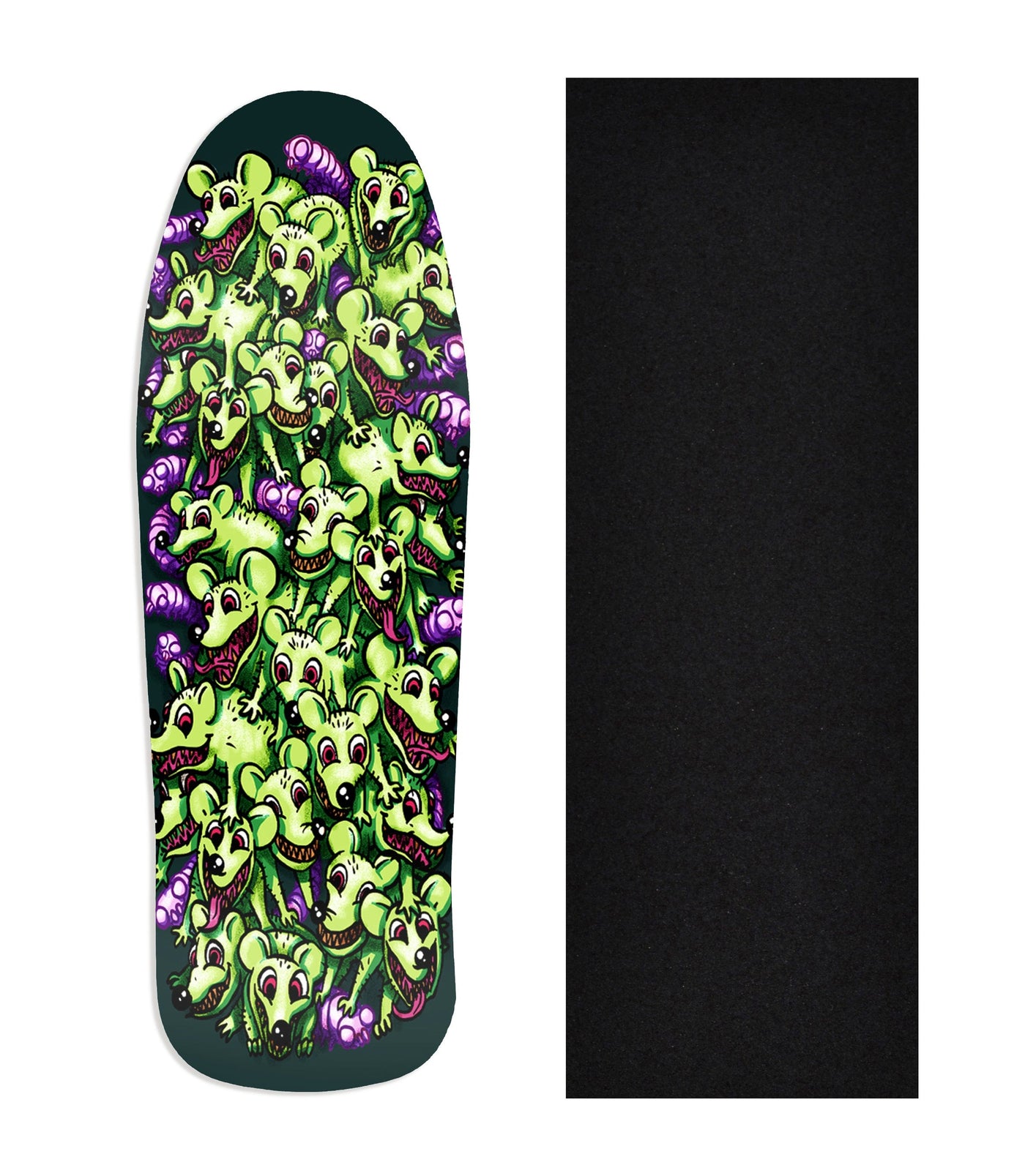 Teak Tuning Heat Transfer Graphic Wooden Fingerboard Deck, "Rats & Worms" Carlsbad Cruiser Deck