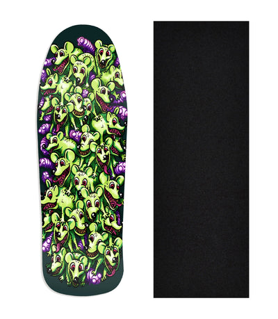 Teak Tuning Heat Transfer Graphic Wooden Fingerboard Deck, "Rats & Worms" Carlsbad Cruiser Deck