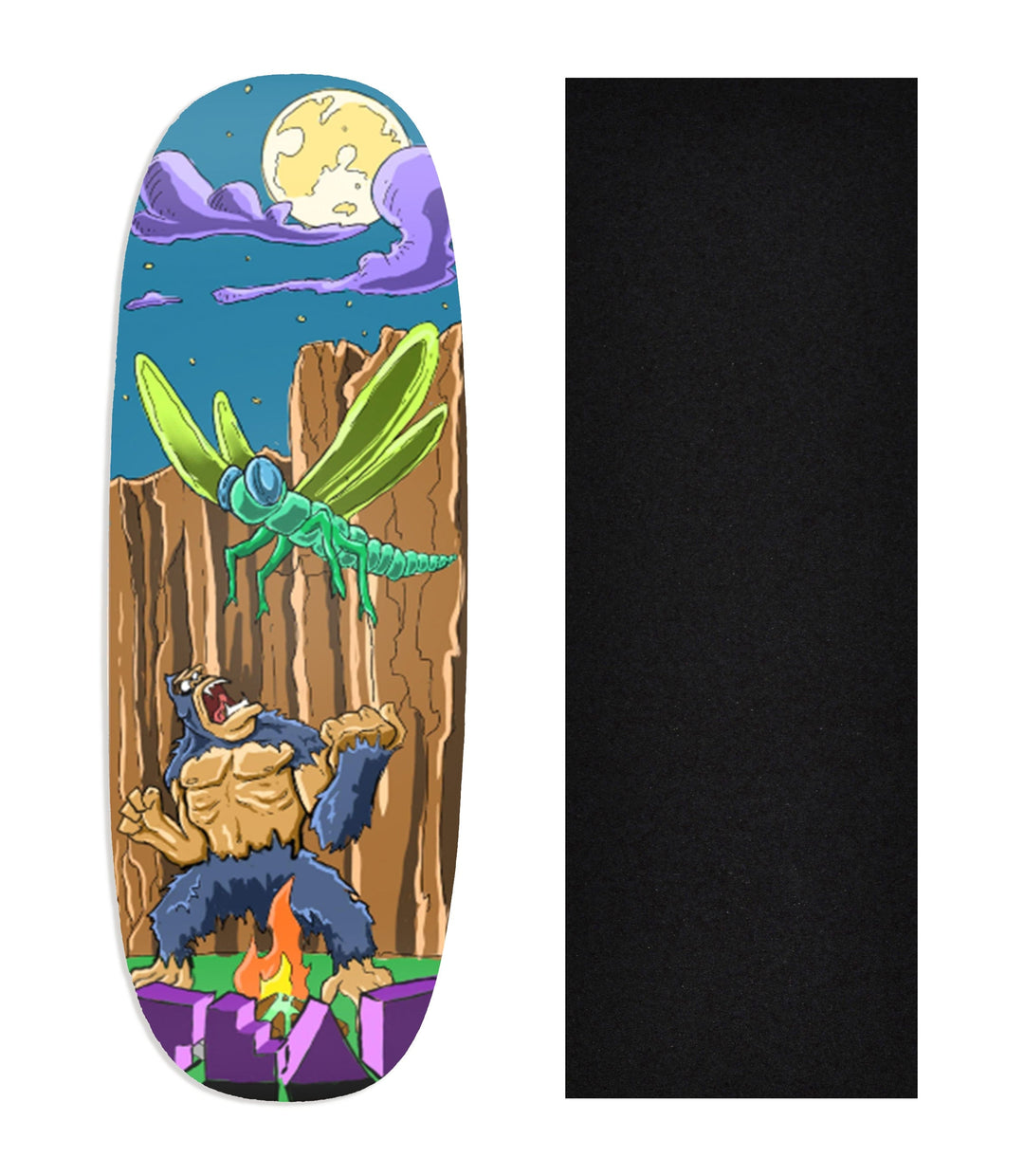 Teak Tuning Heat Transfer Graphic Wooden Fingerboard Deck, "Angry Ape" Ohhh Deck