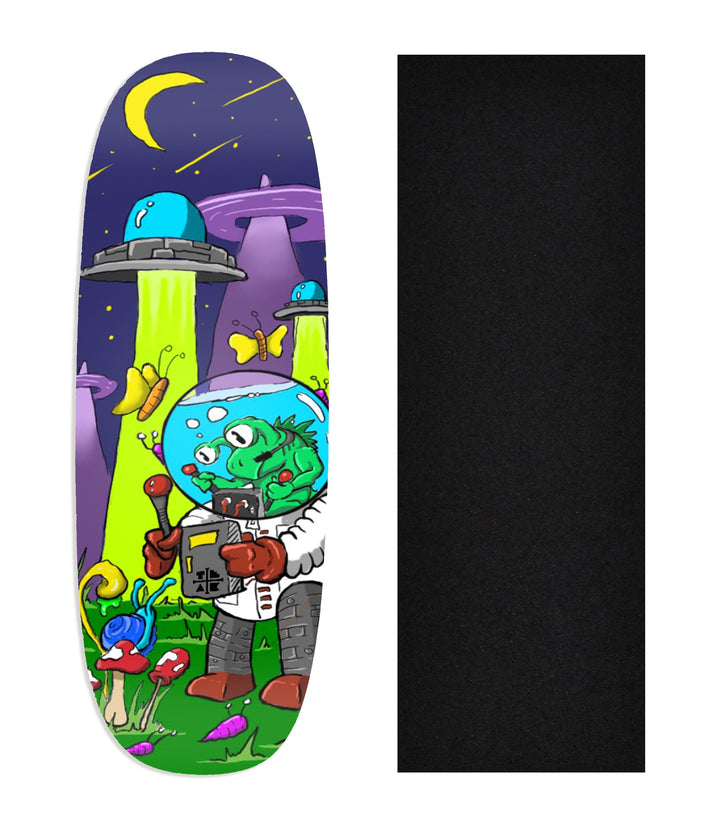 Teak Tuning Heat Transfer Graphic Wooden Fingerboard Deck, "Alien Research" Ohhh Deck