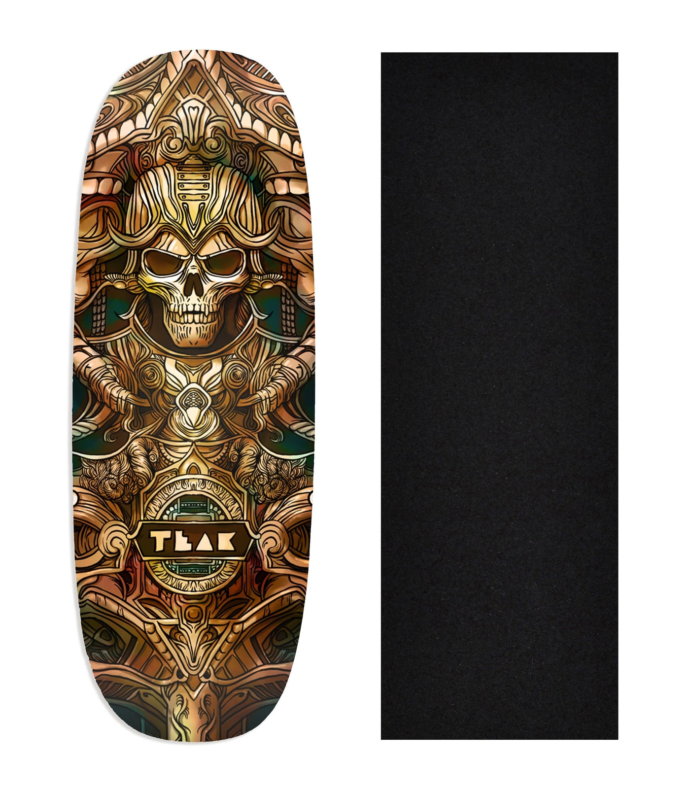 Teak Tuning Heat Transfer Graphic Wooden Fingerboard Deck, "Ancient Ruins" Ohhh Deck