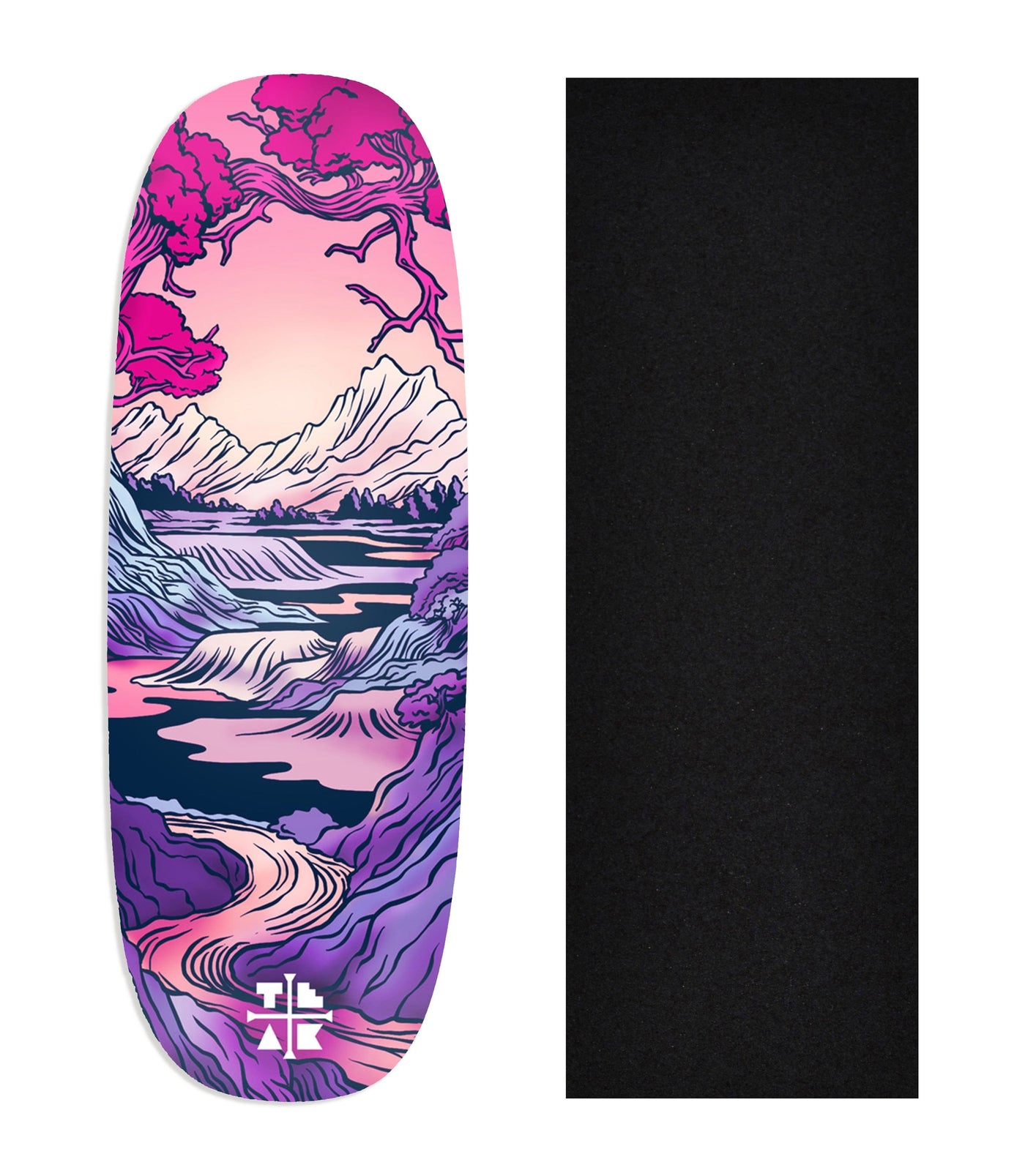 Teak Tuning Heat Transfer Graphic Wooden Fingerboard Deck, "The Mountain Path" Ohhh Deck