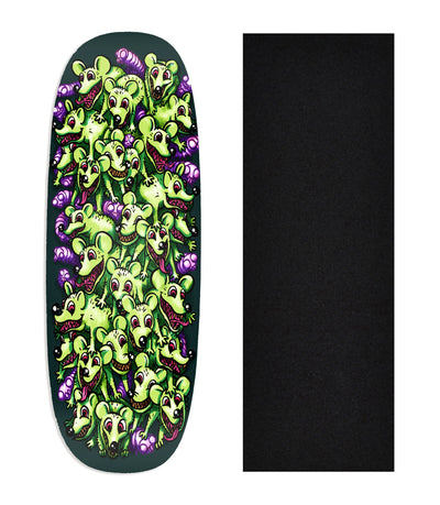 Teak Tuning Heat Transfer Graphic Wooden Fingerboard Deck, "Rats & Worms"