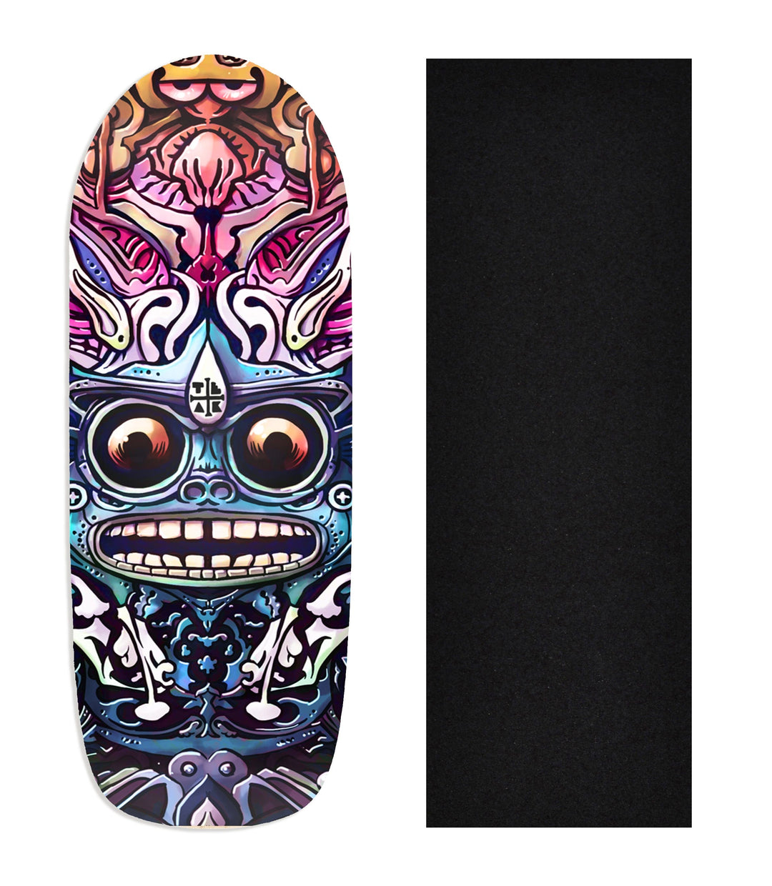 Teak Tuning Copy of Heat Transfer Graphic Wooden Fingerboard Deck, "Kaleidoscopic"