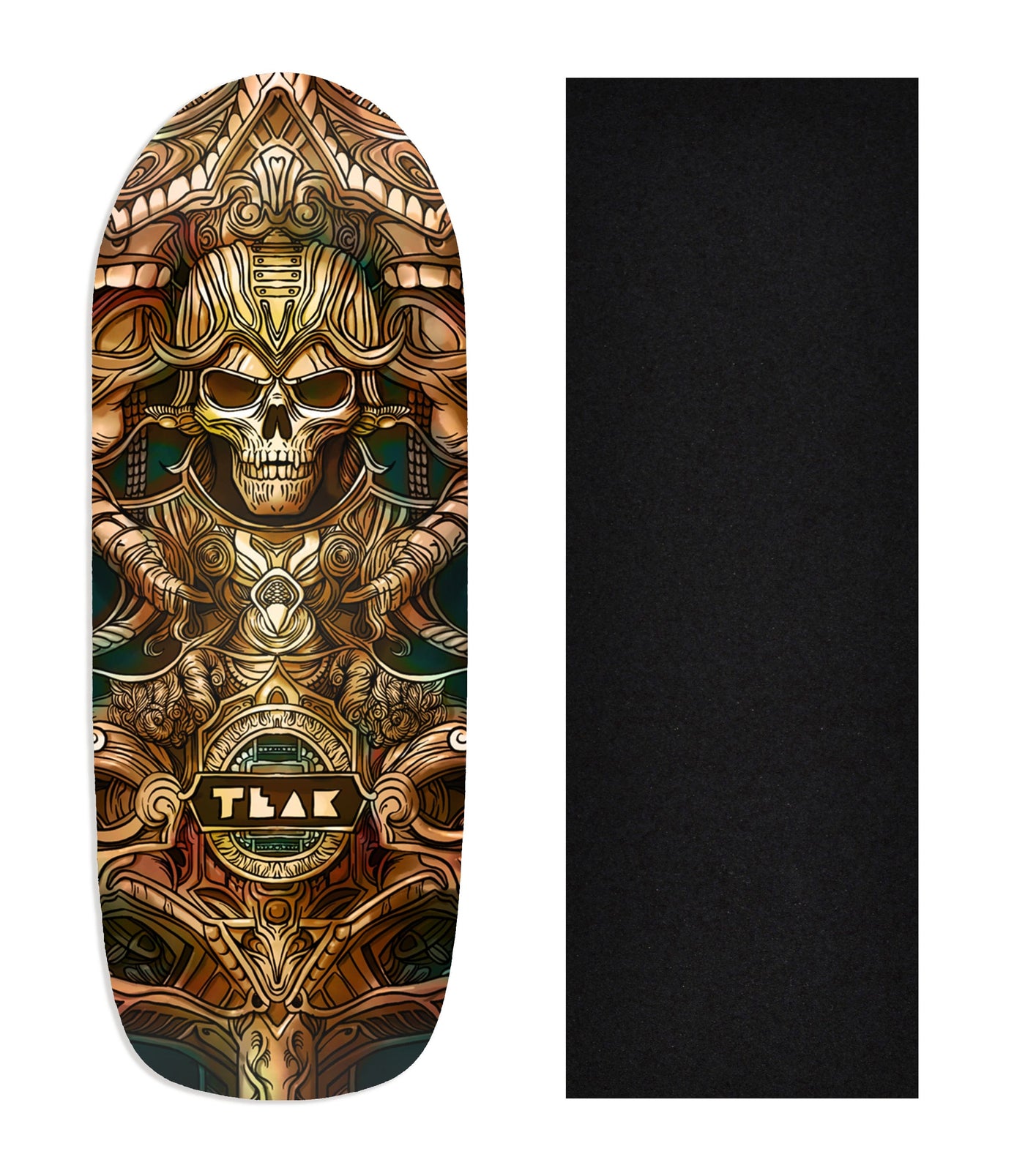 Teak Tuning Heat Transfer Graphic Wooden Fingerboard Deck, "Ancient Ruins" Poolparty Deck