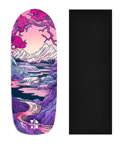 Teak Tuning Heat Transfer Graphic Wooden Fingerboard Deck, "The Mountain Path" Poolparty Deck