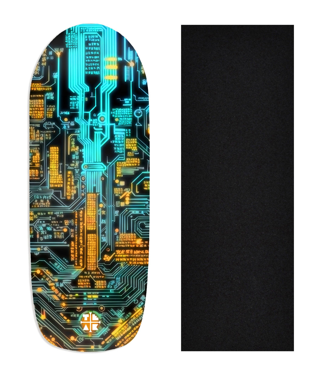 Teak Tuning Heat Transfer Graphic Wooden Fingerboard Deck, "Cyber-Teak" Poolparty Deck