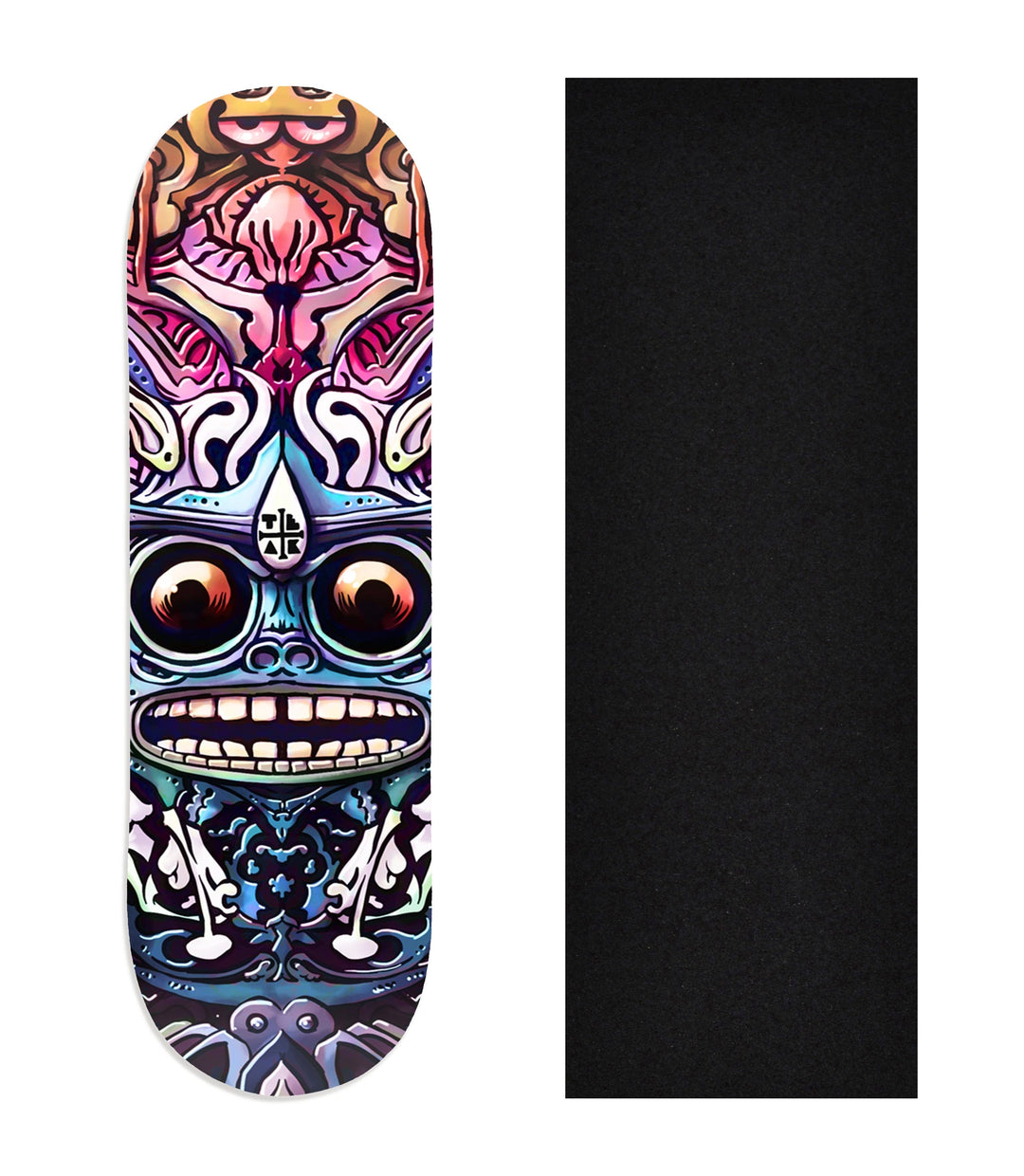 Teak Tuning Copy of Heat Transfer Graphic Wooden Fingerboard Deck, "Kaleidoscopic"