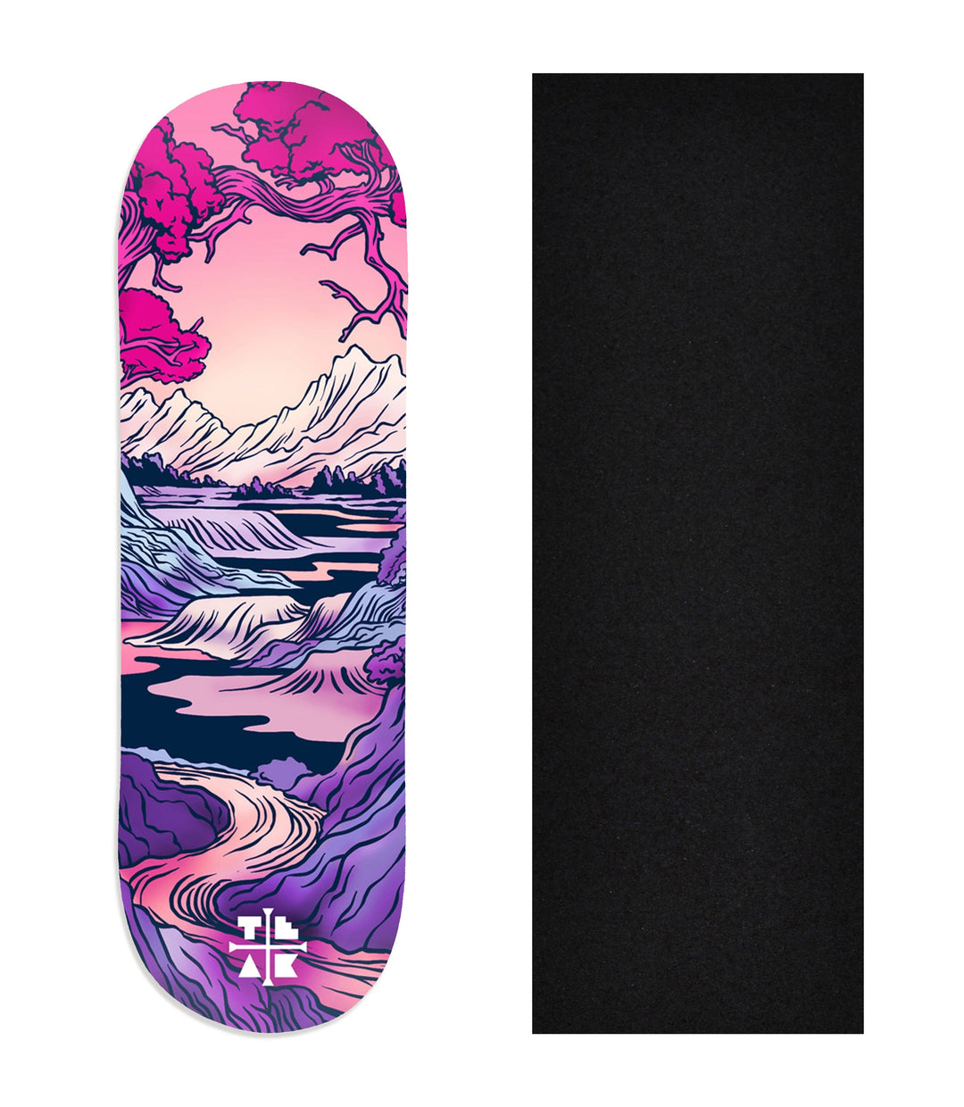 Teak Tuning Heat Transfer Graphic Wooden Fingerboard Deck, "The Mountain Path" 29mm Deck