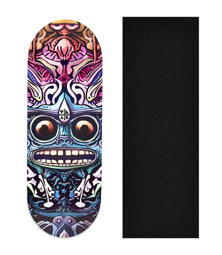 Teak Tuning Copy of Heat Transfer Graphic Wooden Fingerboard Deck, "Kaleidoscopic"