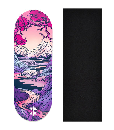 Teak Tuning Heat Transfer Graphic Wooden Fingerboard Deck, "The Mountain Path" 32mm Deck