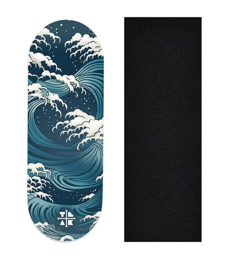 Teak Tuning Heat Transfer Graphic Wooden Fingerboard Deck, "The Storm" 32mm Deck