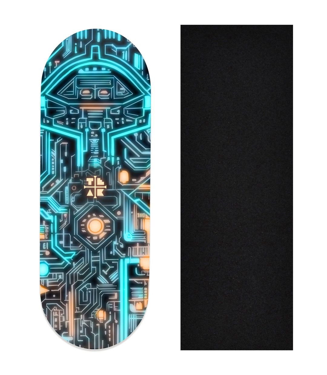 Teak Tuning Heat Transfer Graphic Wooden Fingerboard Deck, "Teak-nology" 32mm Deck