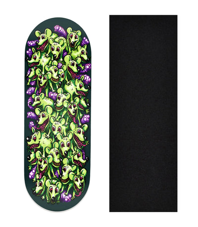 Teak Tuning Heat Transfer Graphic Wooden Fingerboard Deck, "Rats & Worms" 32mm Deck