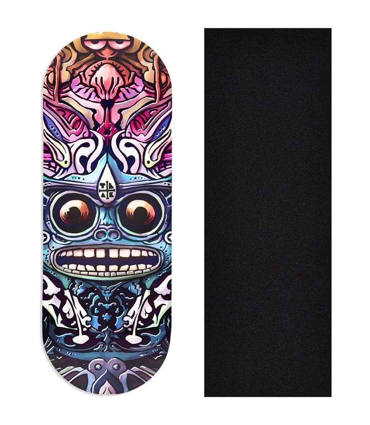 Teak Tuning Copy of Heat Transfer Graphic Wooden Fingerboard Deck, "Kaleidoscopic"