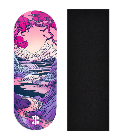 Teak Tuning Heat Transfer Graphic Wooden Fingerboard Deck, "The Mountain Path" 34mm Deck