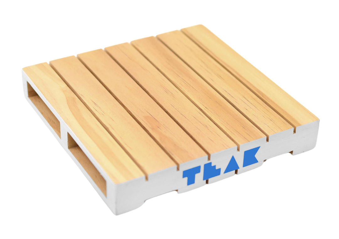 Teak Tuning White & Light Blue Logo Painted Wooden Fingerboard Pallet, 6.25 Inches