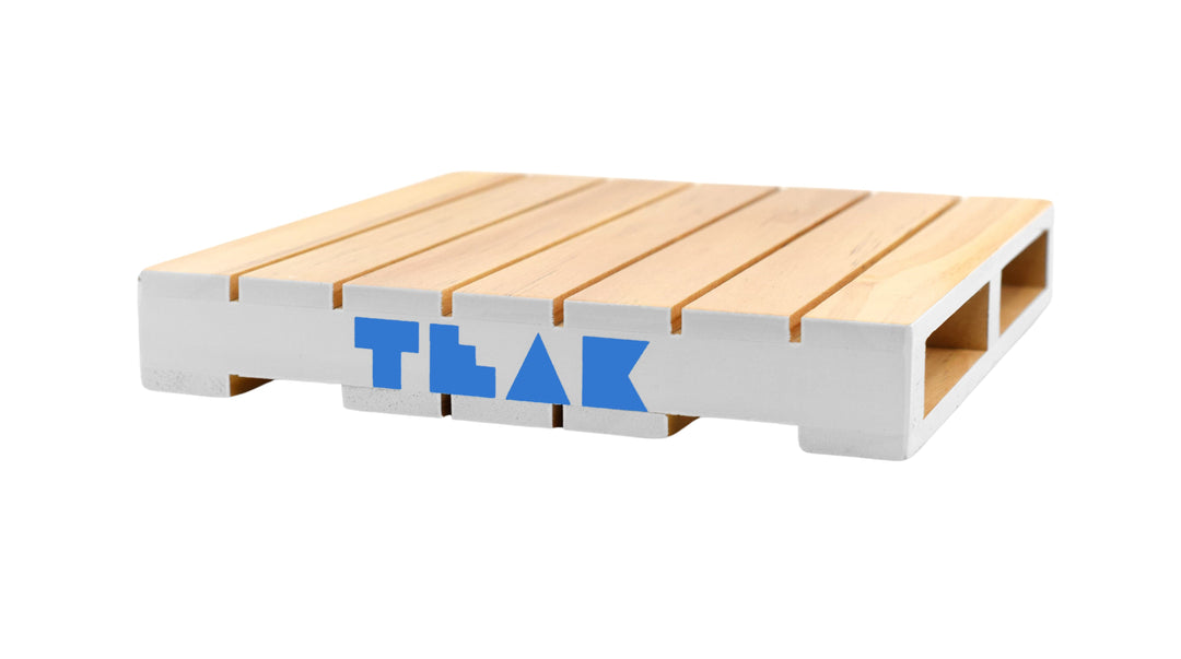 Teak Tuning 3 Pack - White & Light Blue Logo Painted Wooden Fingerboard Pallets, 6.25 Inches