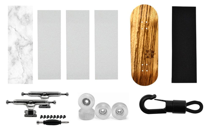 Teak Tuning Fingerboard Starter Set No. 4 - Includes Deck, Wrap, Skate Grip, Tape, Trucks, and Wheels