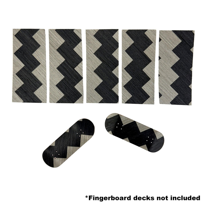 Teak Tuning Pro Fingerboards Zig Zag Split Ply Veneer - 5 Sheets of Unique Veneer for Making Fingerboard Decks