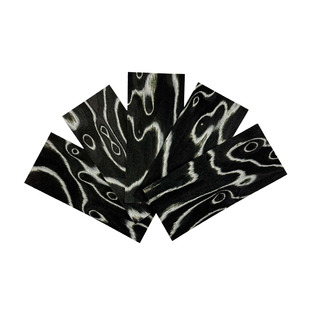 Teak Tuning Pro Fingerboards Zebra Swirl Veneer - 5 Sheets of Unique Veneer for Making Fingerboard Decks