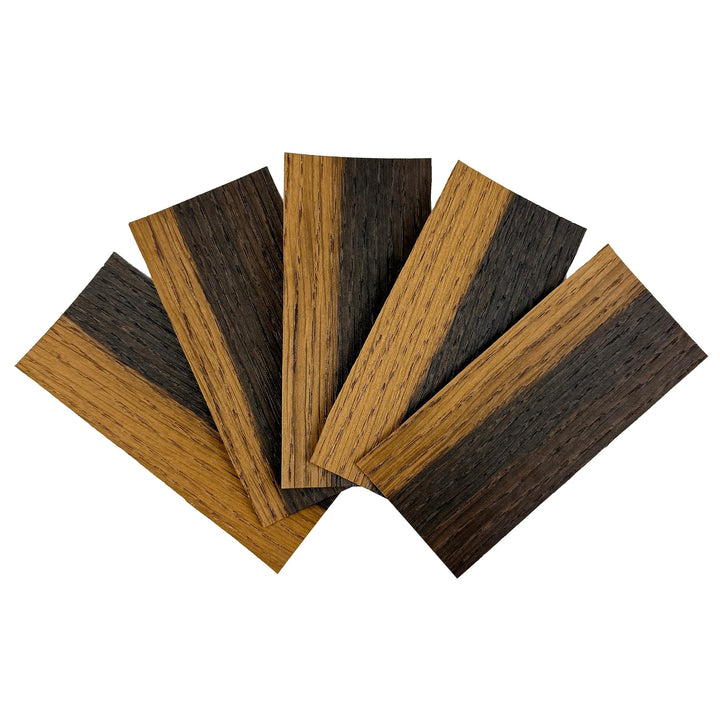Teak Tuning Pro Fingerboards Smoked Oak Two Tone Veneer - 5 Sheets of Unique Veneer for Making Fingerboard Decks
