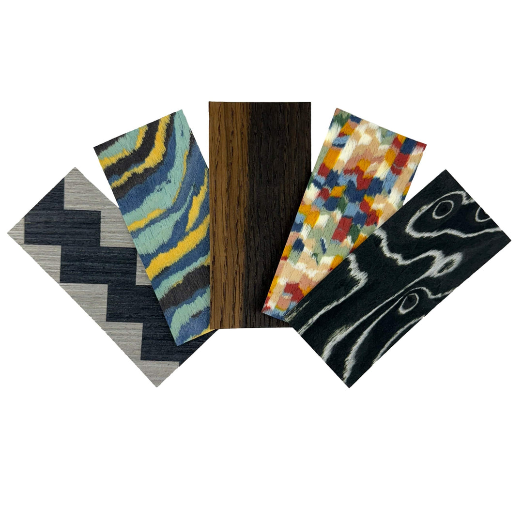 Teak Tuning Pro Fingerboards Mixed Veneer Pack - 5 Sheets of Unique Veneer for Making Fingerboard Decks