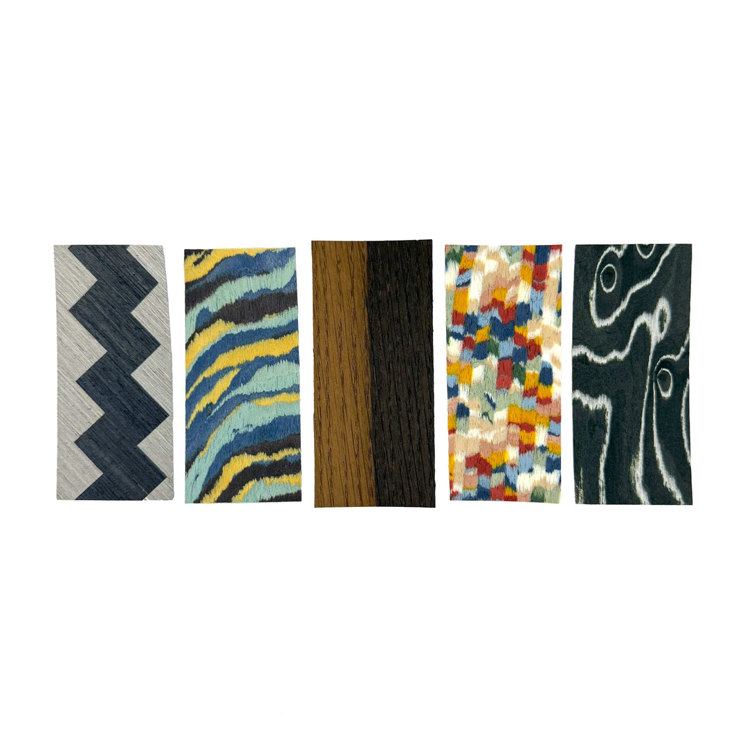 Teak Tuning Pro Fingerboards Mixed Veneer Pack - 5 Sheets of Unique Veneer for Making Fingerboard Decks