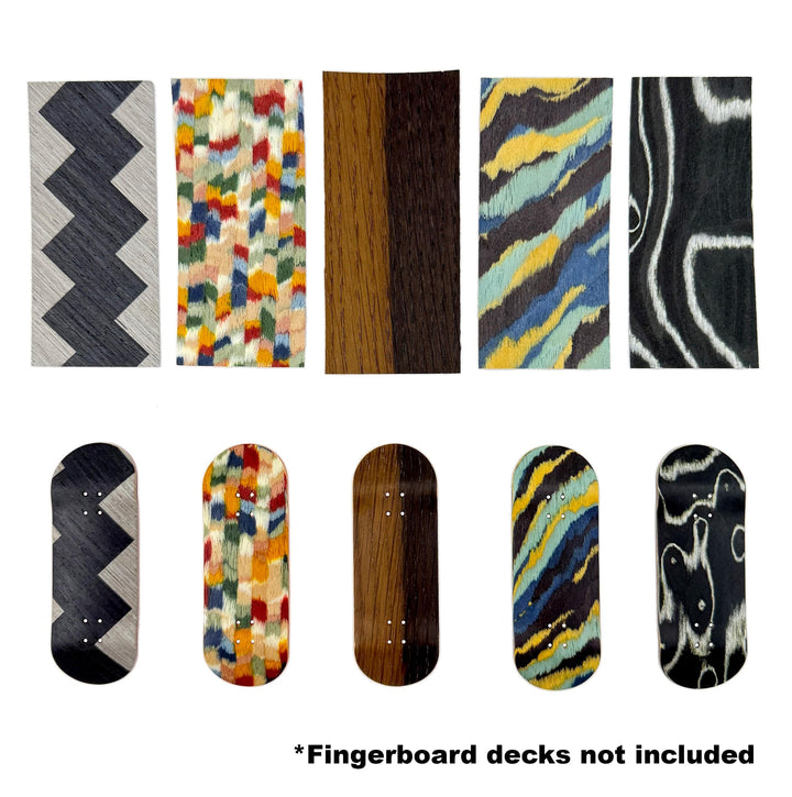 Teak Tuning Pro Fingerboards Mixed Veneer Pack - 5 Sheets of Unique Veneer for Making Fingerboard Decks